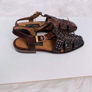 Sesto Meucci Brown Woven Fisherman Sandals